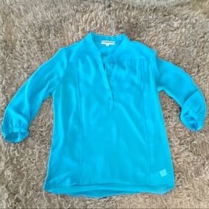 Pelione women’s teal see through 3/4 length top